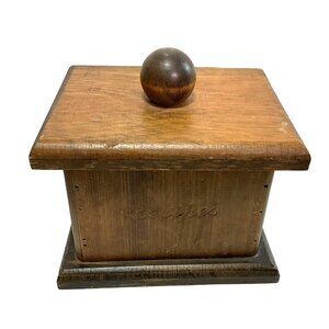 Vintage Wooden Recipe Box with Recipes from the 70s & Older 7.5"H X 6"W X 7.75"L